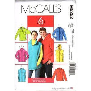 McCalls M8070 Unisex Mens and Misses S to L Top, Vest and Hoodie Sewing Pattern
